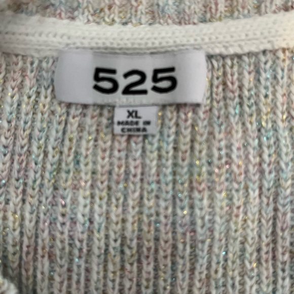 Women’s 525 White Sweater w/Metallic Sparkle Thread sz XL - Picture 4 of 9